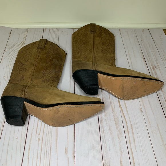 Masterson Suede Womens Cowboy Boot Mid Calf Stitched Detail Leather Size 7 - Picture 5 of 11